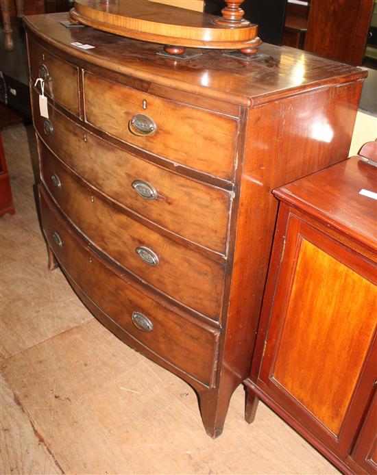 19C mahogany bow-fronted five-drawer chest